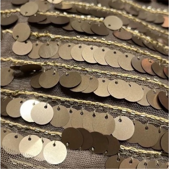 NWOT! BCBG Max Azria Iman Bronze Sequin Paillet CrissCross Back Dress - Size S - Picture 7 of 9